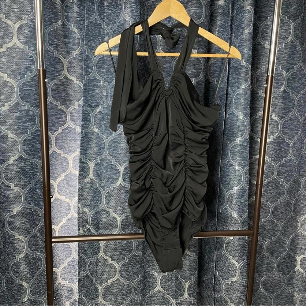 NWT Zara black bodysuit rounched Large L